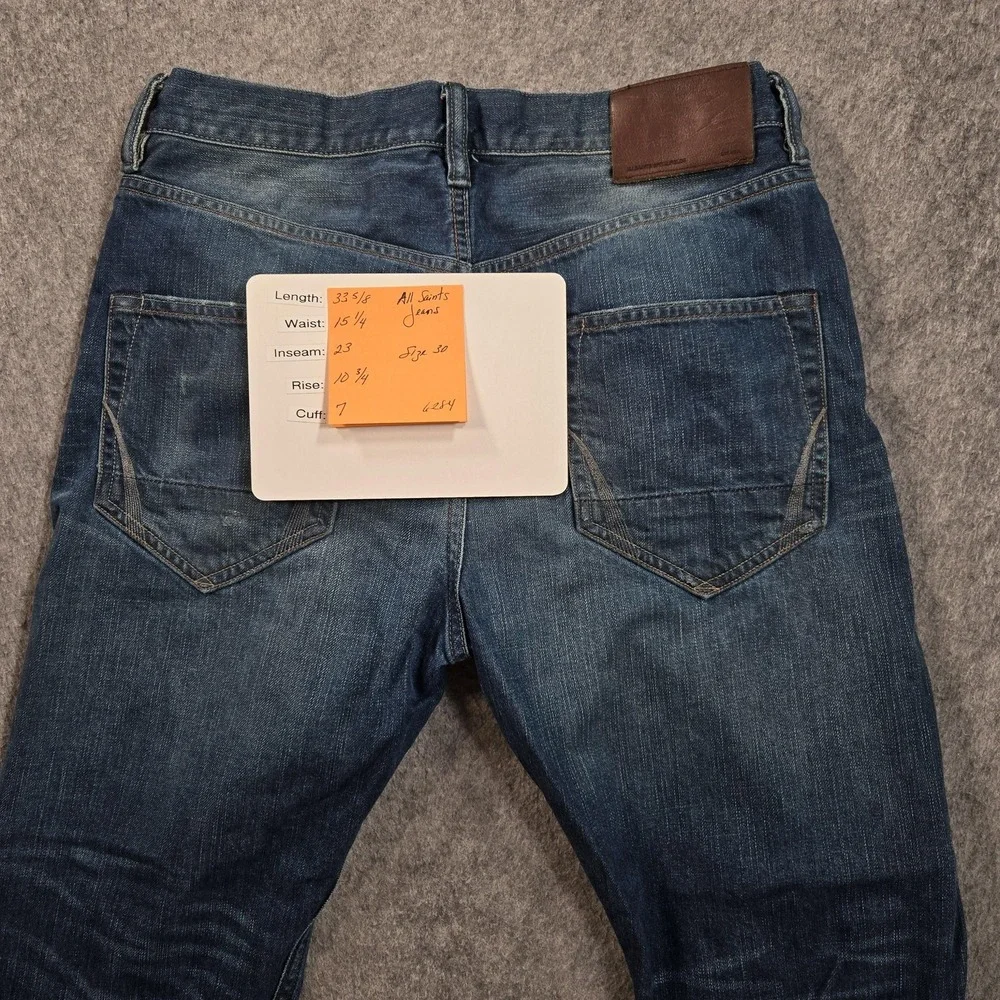 AllSaints Spitalfields Jeans Mens 30x23 (tag 30) Blue Fife Higgins Straight